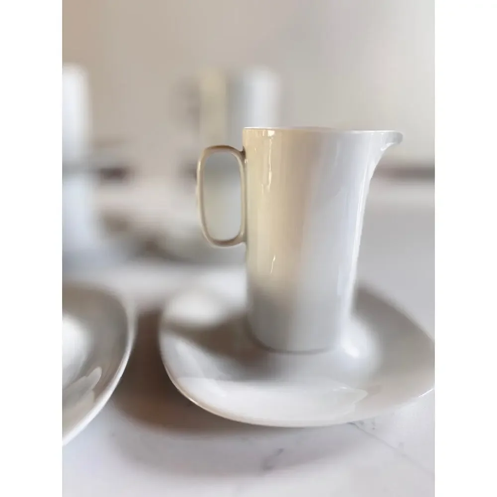 18pc Gerald Gulotta Block Langenthal Transition White Coffee Set + Platter MCM
